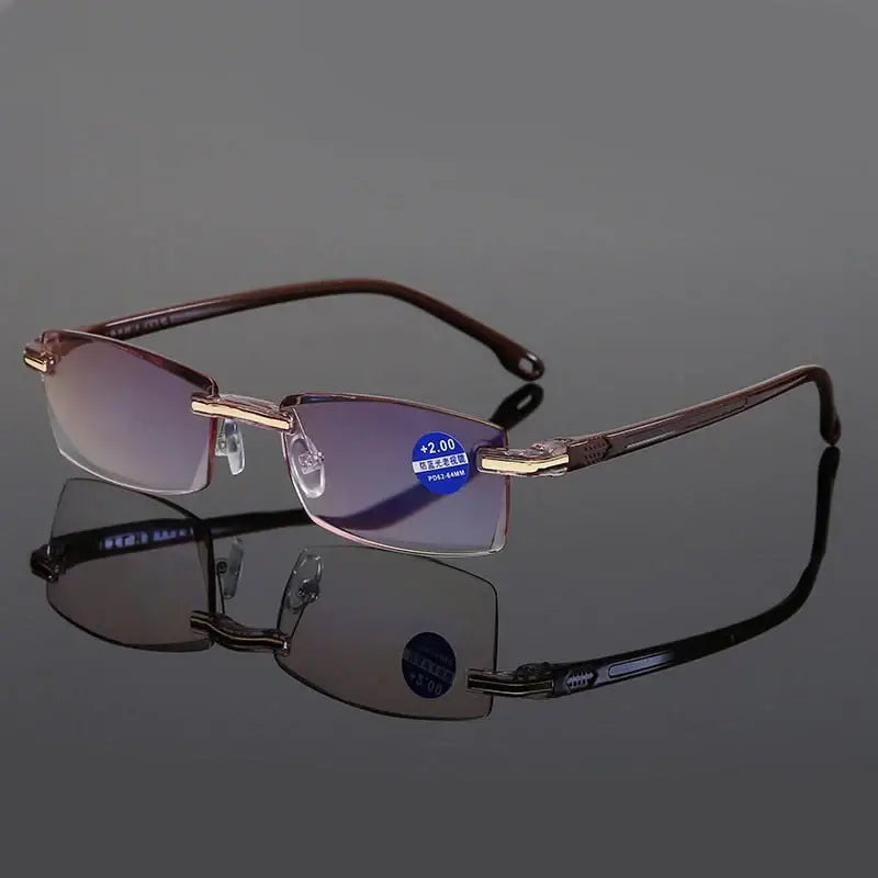 Gafas visión continua Optilux TR90 con diseño elegante y lentes graduados en color púrpura.