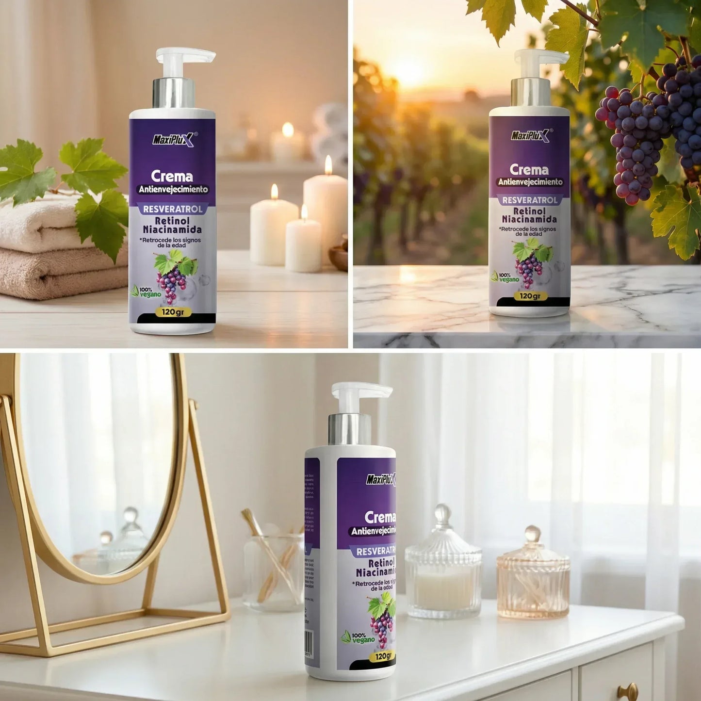 Crema Triple Acción Antiarrugas | Resveratrol + Retinol + Niacinamida - Resultados en 7 Días - CR Commerce